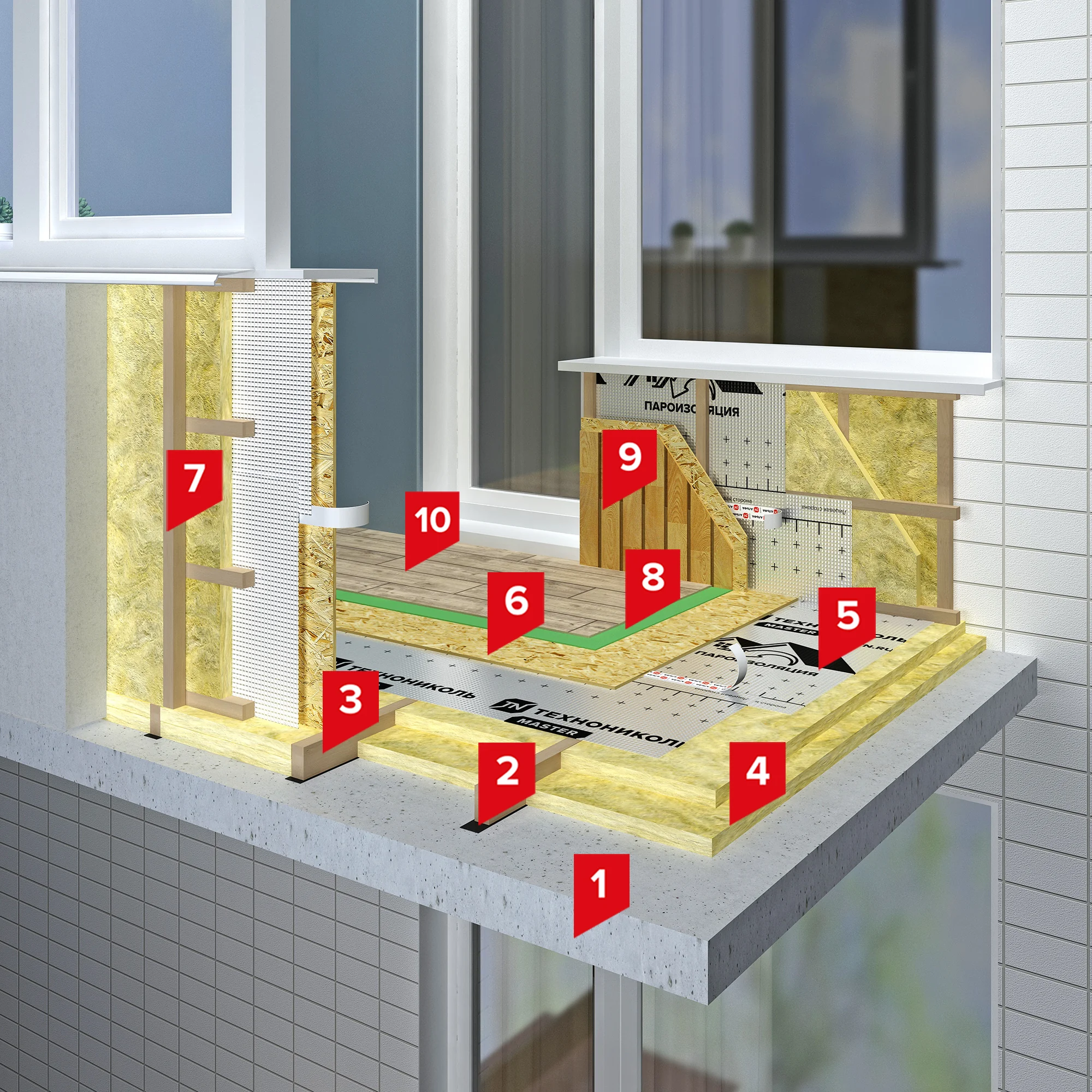 Утепление стен балконов, лоджий ТН-СТЕНА Балкон